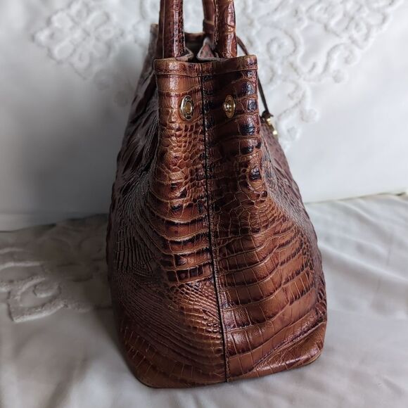 Vintage Brahmin Melbourne Anytime Brown Pecan Croc Leather Tote Shoulder Bag - Picture 6 of 17
